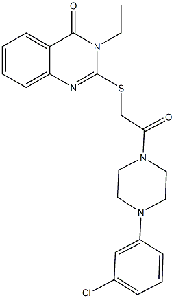 2-({2-[4-(3-chlorophenyl)-1-piperazinyl]-2-oxoethyl}sulfanyl)-3-ethyl-4(3H)-quinazolinone Struktur