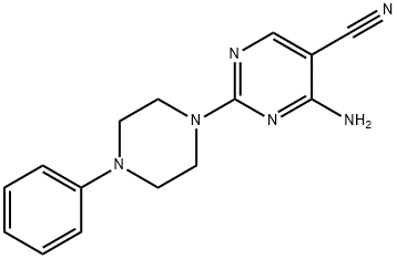 4-amino-2-(4-phenyl-1-piperazinyl)-5-pyrimidinecarbonitrile Struktur