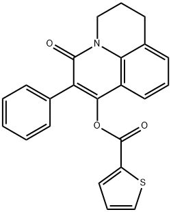 5-oxo-6-phenyl-2,3-dihydro-1H,5H-pyrido[3,2,1-ij]quinolin-7-yl 2-thiophenecarboxylate Struktur