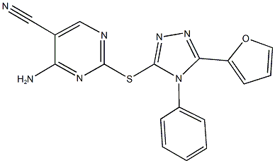 4-amino-2-{[5-(2-furyl)-4-phenyl-4H-1,2,4-triazol-3-yl]sulfanyl}-5-pyrimidinecarbonitrile Struktur