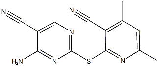 4-amino-2-[(3-cyano-4,6-dimethyl-2-pyridinyl)sulfanyl]-5-pyrimidinecarbonitrile Struktur