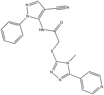 N-(4-cyano-1-phenyl-1H-pyrazol-5-yl)-2-{[4-methyl-5-(4-pyridinyl)-4H-1,2,4-triazol-3-yl]sulfanyl}acetamide Struktur