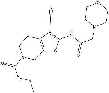 ethyl 3-cyano-2-[(4-morpholinylacetyl)amino]-4,7-dihydrothieno[2,3-c]pyridine-6(5H)-carboxylate Struktur