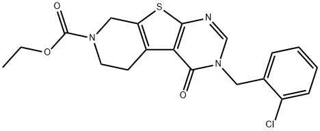 ethyl 3-(2-chlorobenzyl)-4-oxo-3,5,6,8-tetrahydropyrido[4',3':4,5]thieno[2,3-d]pyrimidine-7(4H)-carboxylate Struktur