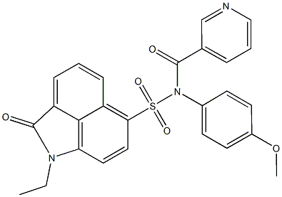 1-ethyl-N-(4-methoxyphenyl)-2-oxo-N-(3-pyridinylcarbonyl)-1,2-dihydrobenzo[cd]indole-6-sulfonamide Struktur