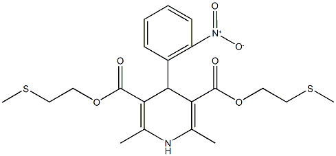 bis[2-(methylsulfanyl)ethyl] 4-{2-nitrophenyl}-2,6-dimethyl-1,4-dihydro-3,5-pyridinedicarboxylate Struktur