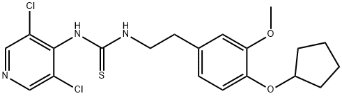 N-{2-[4-(cyclopentyloxy)-3-methoxyphenyl]ethyl}-N'-(3,5-dichloro-4-pyridinyl)thiourea Struktur