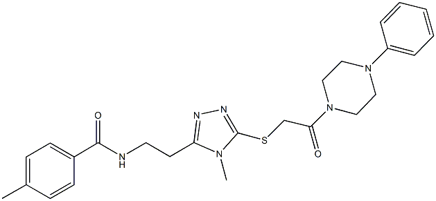 4-methyl-N-[2-(4-methyl-5-{[2-oxo-2-(4-phenyl-1-piperazinyl)ethyl]sulfanyl}-4H-1,2,4-triazol-3-yl)ethyl]benzamide Struktur