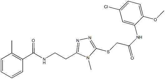 N-[2-(5-{[2-(5-chloro-2-methoxyanilino)-2-oxoethyl]sulfanyl}-4-methyl-4H-1,2,4-triazol-3-yl)ethyl]-2-methylbenzamide Struktur