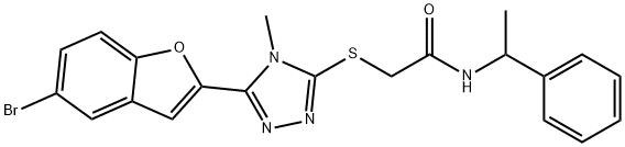 2-{[5-(5-bromo-1-benzofuran-2-yl)-4-methyl-4H-1,2,4-triazol-3-yl]sulfanyl}-N-(1-phenylethyl)acetamide Struktur