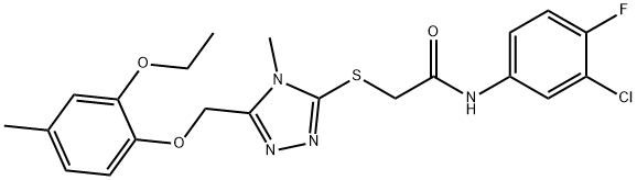 N-(3-chloro-4-fluorophenyl)-2-({5-[(2-ethoxy-4-methylphenoxy)methyl]-4-methyl-4H-1,2,4-triazol-3-yl}sulfanyl)acetamide Struktur