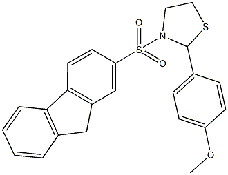 4-[3-(9H-fluoren-2-ylsulfonyl)-1,3-thiazolidin-2-yl]phenyl methyl ether Struktur