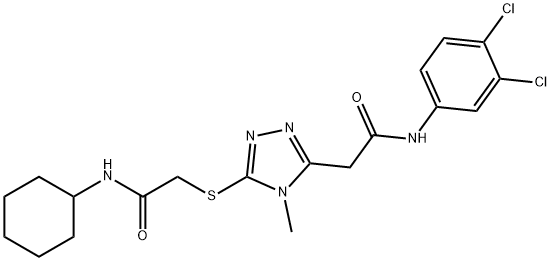 2-(5-{[2-(cyclohexylamino)-2-oxoethyl]sulfanyl}-4-methyl-4H-1,2,4-triazol-3-yl)-N-(3,4-dichlorophenyl)acetamide Struktur