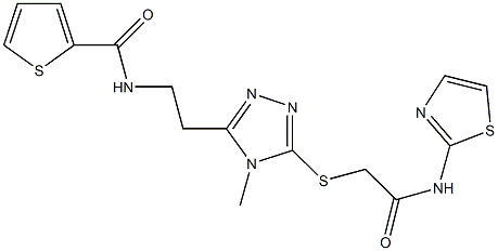 N-[2-(4-methyl-5-{[2-oxo-2-(1,3-thiazol-2-ylamino)ethyl]sulfanyl}-4H-1,2,4-triazol-3-yl)ethyl]-2-thiophenecarboxamide Struktur