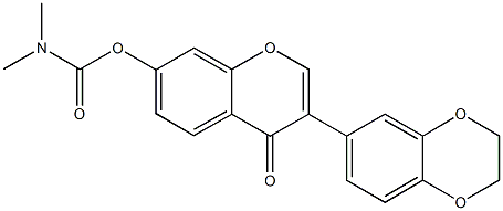 3-(2,3-dihydro-1,4-benzodioxin-6-yl)-4-oxo-4H-chromen-7-yl dimethylcarbamate Struktur