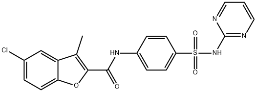 5-chloro-3-methyl-N-{4-[(2-pyrimidinylamino)sulfonyl]phenyl}-1-benzofuran-2-carboxamide Struktur