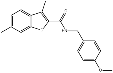 N-(4-methoxybenzyl)-3,6,7-trimethyl-1-benzofuran-2-carboxamide Struktur