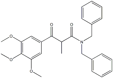 N,N-dibenzyl-2-methyl-3-oxo-3-(3,4,5-trimethoxyphenyl)propanamide Struktur