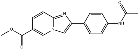 methyl 2-[4-(acetylamino)phenyl]imidazo[1,2-a]pyridine-6-carboxylate Struktur