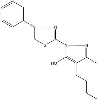 4-butyl-3-methyl-1-(4-phenyl-1,3-thiazol-2-yl)-1H-pyrazol-5-ol Struktur