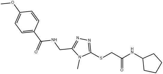 N-[(5-{[2-(cyclopentylamino)-2-oxoethyl]sulfanyl}-4-methyl-4H-1,2,4-triazol-3-yl)methyl]-4-methoxybenzamide Struktur