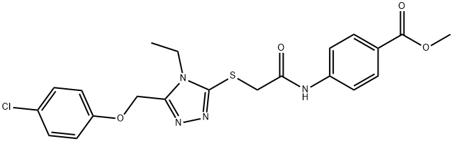 methyl 4-{[({5-[(4-chlorophenoxy)methyl]-4-ethyl-4H-1,2,4-triazol-3-yl}sulfanyl)acetyl]amino}benzoate Struktur