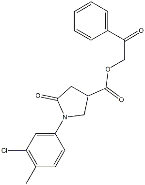 2-oxo-2-phenylethyl 1-(3-chloro-4-methylphenyl)-5-oxo-3-pyrrolidinecarboxylate Struktur