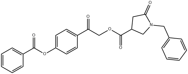 2-[4-(benzoyloxy)phenyl]-2-oxoethyl 1-benzyl-5-oxo-3-pyrrolidinecarboxylate Struktur