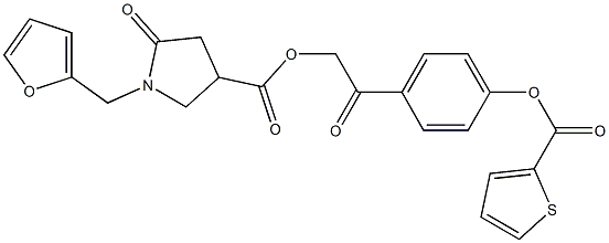 2-oxo-2-{4-[(2-thienylcarbonyl)oxy]phenyl}ethyl 1-(2-furylmethyl)-5-oxo-3-pyrrolidinecarboxylate Struktur