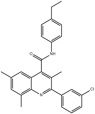 2-(3-chlorophenyl)-N-(4-ethylphenyl)-3,6,8-trimethyl-4-quinolinecarboxamide Struktur