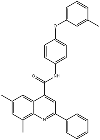 6,8-dimethyl-N-[4-(3-methylphenoxy)phenyl]-2-phenyl-4-quinolinecarboxamide Struktur