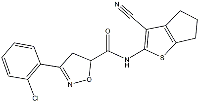 3-(2-chlorophenyl)-N-(3-cyano-5,6-dihydro-4H-cyclopenta[b]thien-2-yl)-4,5-dihydro-5-isoxazolecarboxamide Struktur