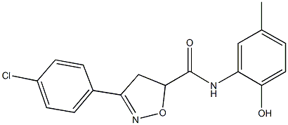 3-(4-chlorophenyl)-N-(2-hydroxy-5-methylphenyl)-4,5-dihydro-5-isoxazolecarboxamide Struktur