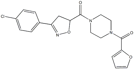 1-{[3-(4-chlorophenyl)-4,5-dihydro-5-isoxazolyl]carbonyl}-4-(2-furoyl)piperazine Struktur