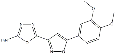 5-[5-(3,4-dimethoxyphenyl)-3-isoxazolyl]-1,3,4-oxadiazol-2-amine Struktur