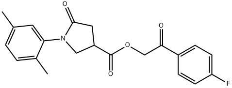 2-(4-fluorophenyl)-2-oxoethyl 1-(2,5-dimethylphenyl)-5-oxo-3-pyrrolidinecarboxylate Struktur