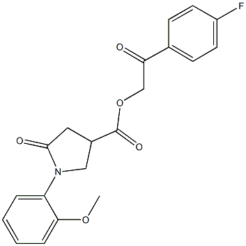 2-(4-fluorophenyl)-2-oxoethyl 1-(2-methoxyphenyl)-5-oxo-3-pyrrolidinecarboxylate Struktur