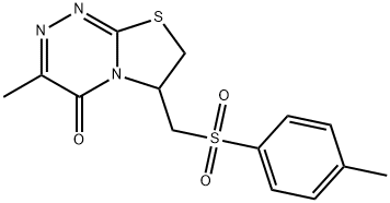 3-methyl-6-{[(4-methylphenyl)sulfonyl]methyl}-6,7-dihydro-4H-[1,3]thiazolo[2,3-c][1,2,4]triazin-4-one Struktur