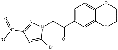 2-{5-bromo-3-nitro-1H-1,2,4-triazol-1-yl}-1-(2,3-dihydro-1,4-benzodioxin-6-yl)ethanone Struktur