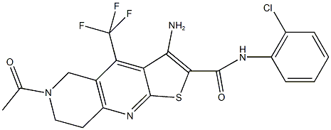 6-acetyl-3-amino-N-(2-chlorophenyl)-4-(trifluoromethyl)-5,6,7,8-tetrahydrothieno[2,3-b][1,6]naphthyridine-2-carboxamide Struktur