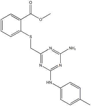 methyl 2-({[4-amino-6-(4-toluidino)-1,3,5-triazin-2-yl]methyl}sulfanyl)benzoate Struktur