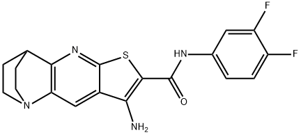 8-amino-N-(3,4-difluorophenyl)-1,2,3,4-tetrahydro-1,4-ethanothieno[2,3-b][1,5]naphthyridine-7-carboxamide Struktur