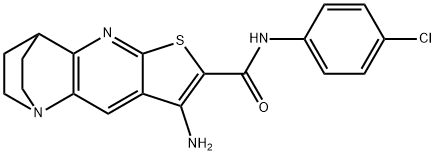 8-amino-N-(4-chlorophenyl)-1,2,3,4-tetrahydro-1,4-ethanothieno[2,3-b][1,5]naphthyridine-7-carboxamide Struktur