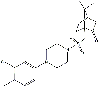 1-({[4-(3-chloro-4-methylphenyl)-1-piperazinyl]sulfonyl}methyl)-7,7-dimethylbicyclo[2.2.1]heptan-2-one Struktur