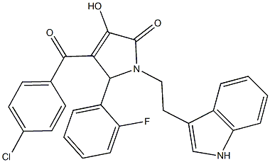 4-(4-chlorobenzoyl)-5-(2-fluorophenyl)-3-hydroxy-1-[2-(1H-indol-3-yl)ethyl]-1,5-dihydro-2H-pyrrol-2-one Struktur