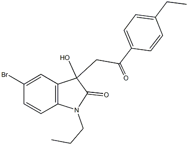 5-bromo-3-[2-(4-ethylphenyl)-2-oxoethyl]-3-hydroxy-1-propyl-1,3-dihydro-2H-indol-2-one Struktur