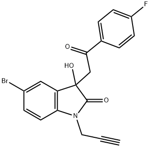 5-bromo-3-[2-(4-fluorophenyl)-2-oxoethyl]-3-hydroxy-1-(2-propynyl)-1,3-dihydro-2H-indol-2-one Struktur