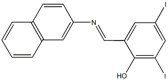 2,4-diiodo-6-[(2-naphthylimino)methyl]phenol Struktur