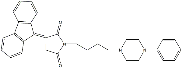 3-(9H-fluoren-9-ylidene)-1-[4-(4-phenyl-1-piperazinyl)butyl]-2,5-pyrrolidinedione Struktur