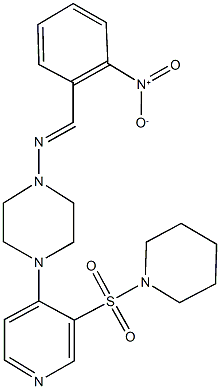 1-({2-nitrobenzylidene}amino)-4-[3-(1-piperidinylsulfonyl)-4-pyridinyl]piperazine Struktur